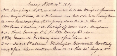 14 November 1879 journal entry
